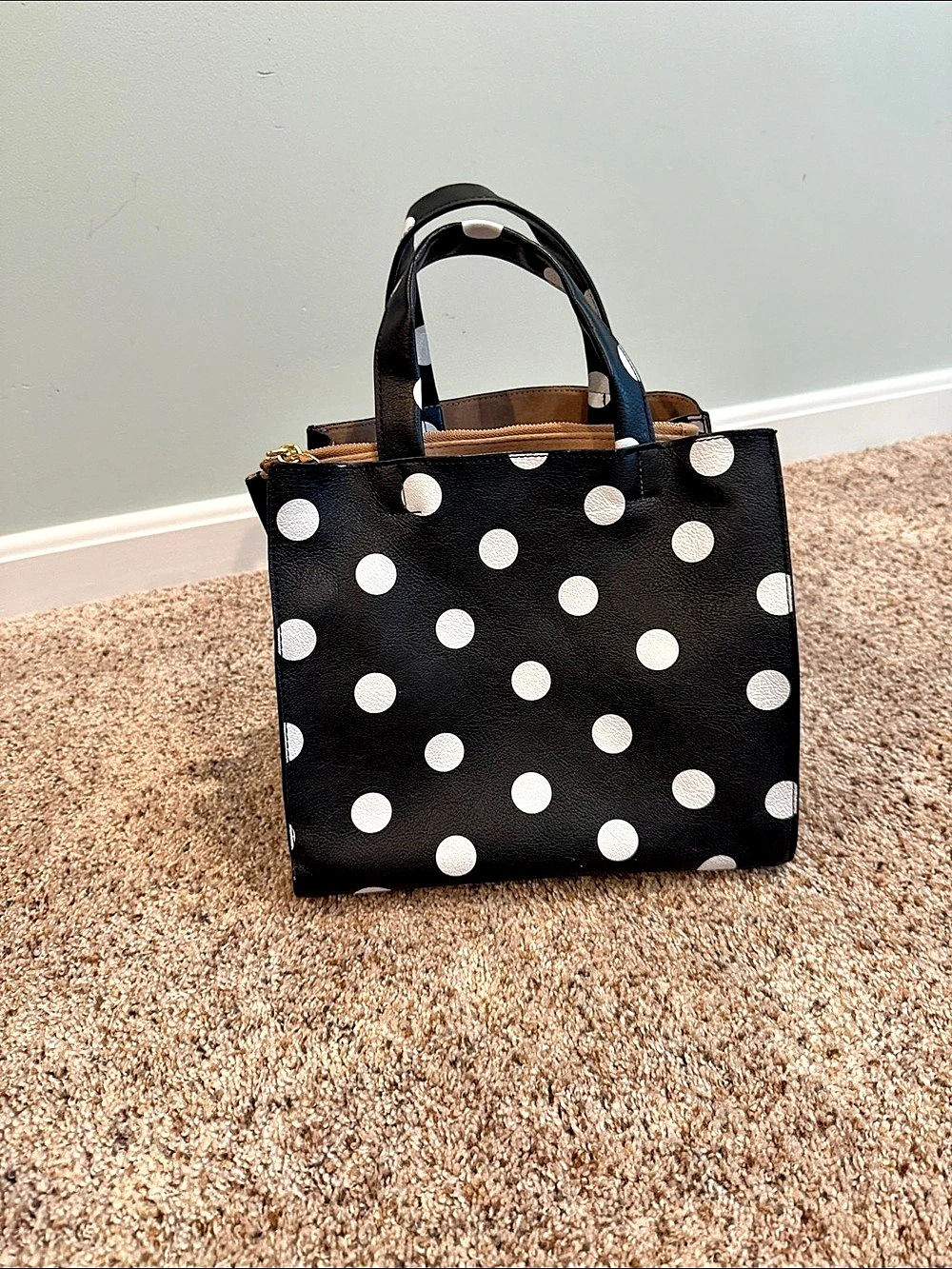 Cache Cache Polka Dot Tote in Black & White